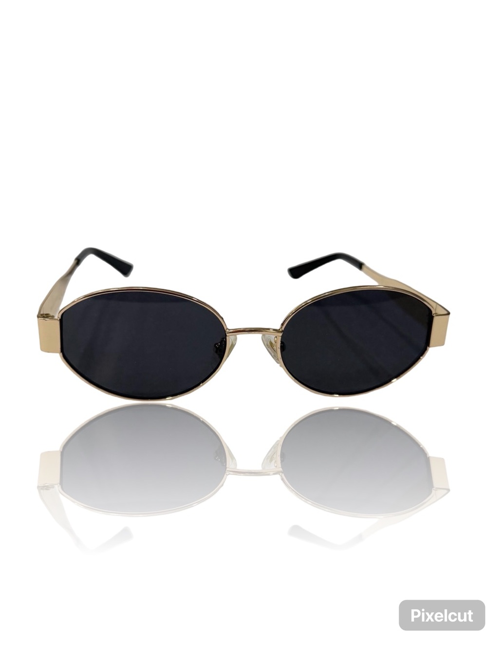 Gold Frame Sunglasses with Black Lenses for Women